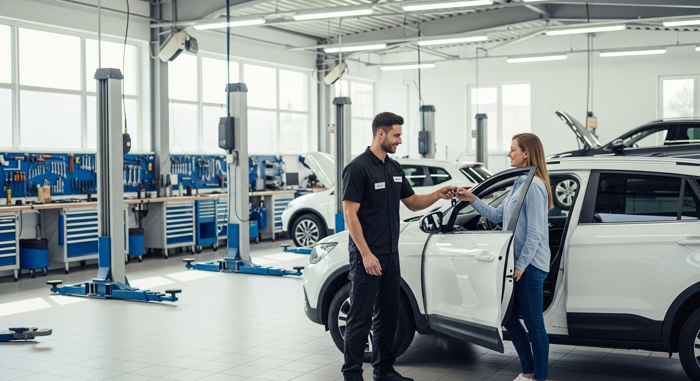 Taller entregando un coche de cortesía a un cliente